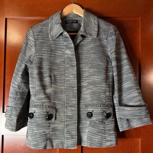 Jones New York Black & Cream Tweed Cropped Women's Blazer